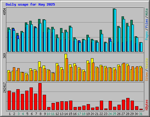 Daily usage for May 2025
