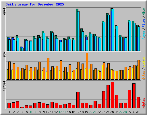 Daily usage for December 2025